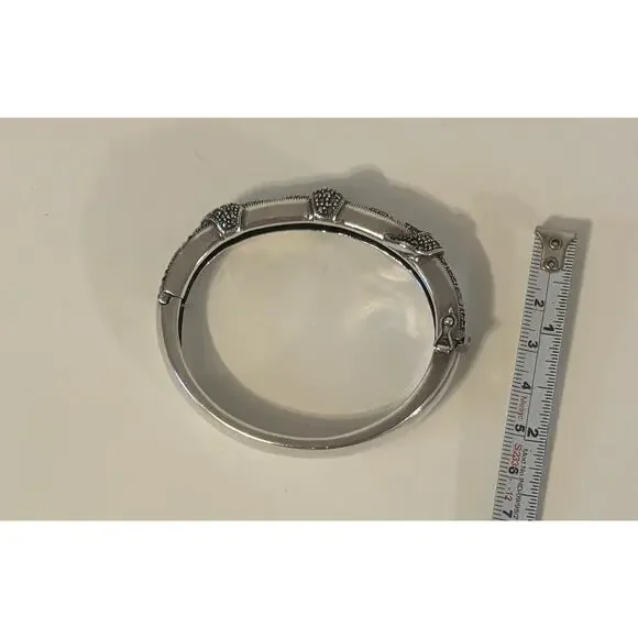 Judith Jack Sterling Marcasite Buckle Bracelet Vintage JJ Logo Silver Clasp - Picture 7 of 7